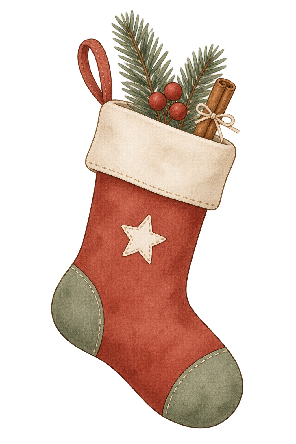Bügelbild WEIHNACHTSSTRUMPF MIT TANNENGRÜN