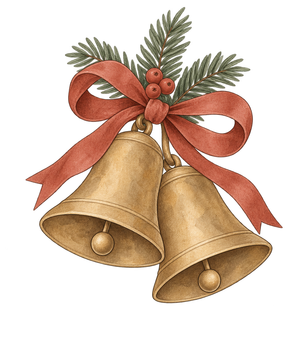 Bügelbild WEIHNACHTSGLOCKEN MIT ROTER SCHLEIFE