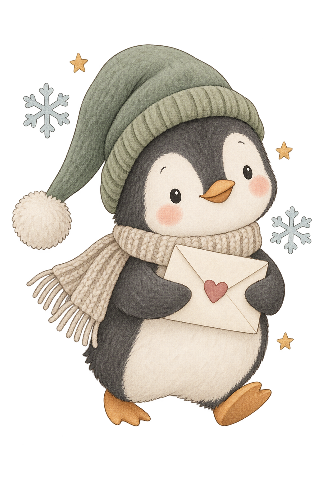 Bügelbild WEIHNACHTSPINGUIN MIT BRIEF