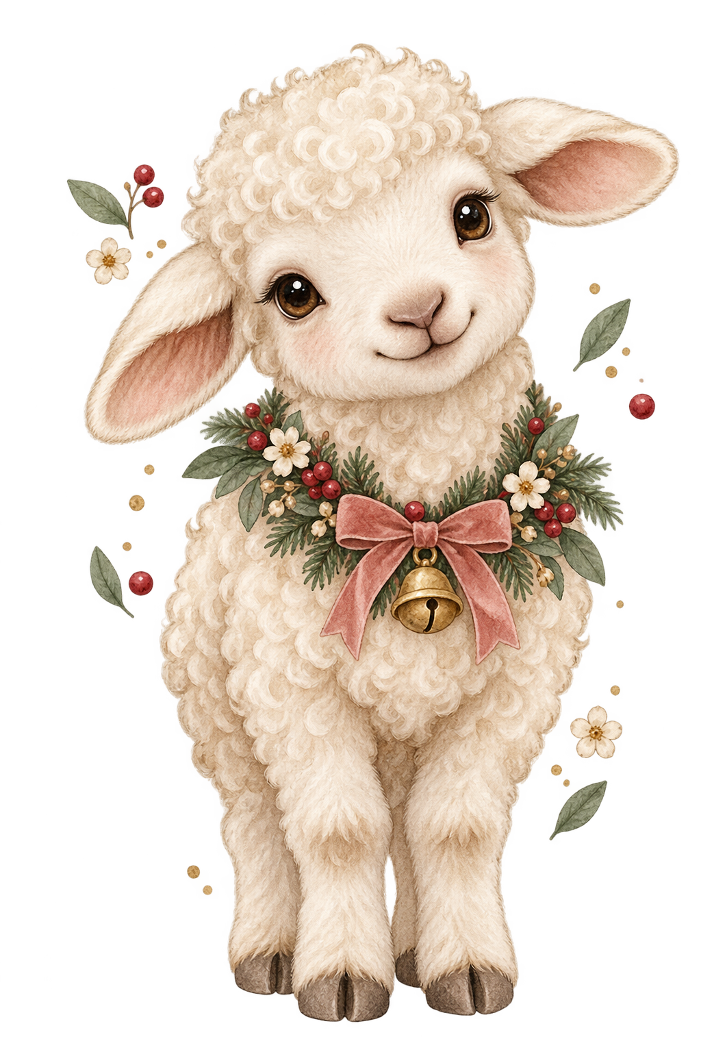 Bügelbild WEIHNACHTSLÄMMCHEN MIT GLÖCKCHEN