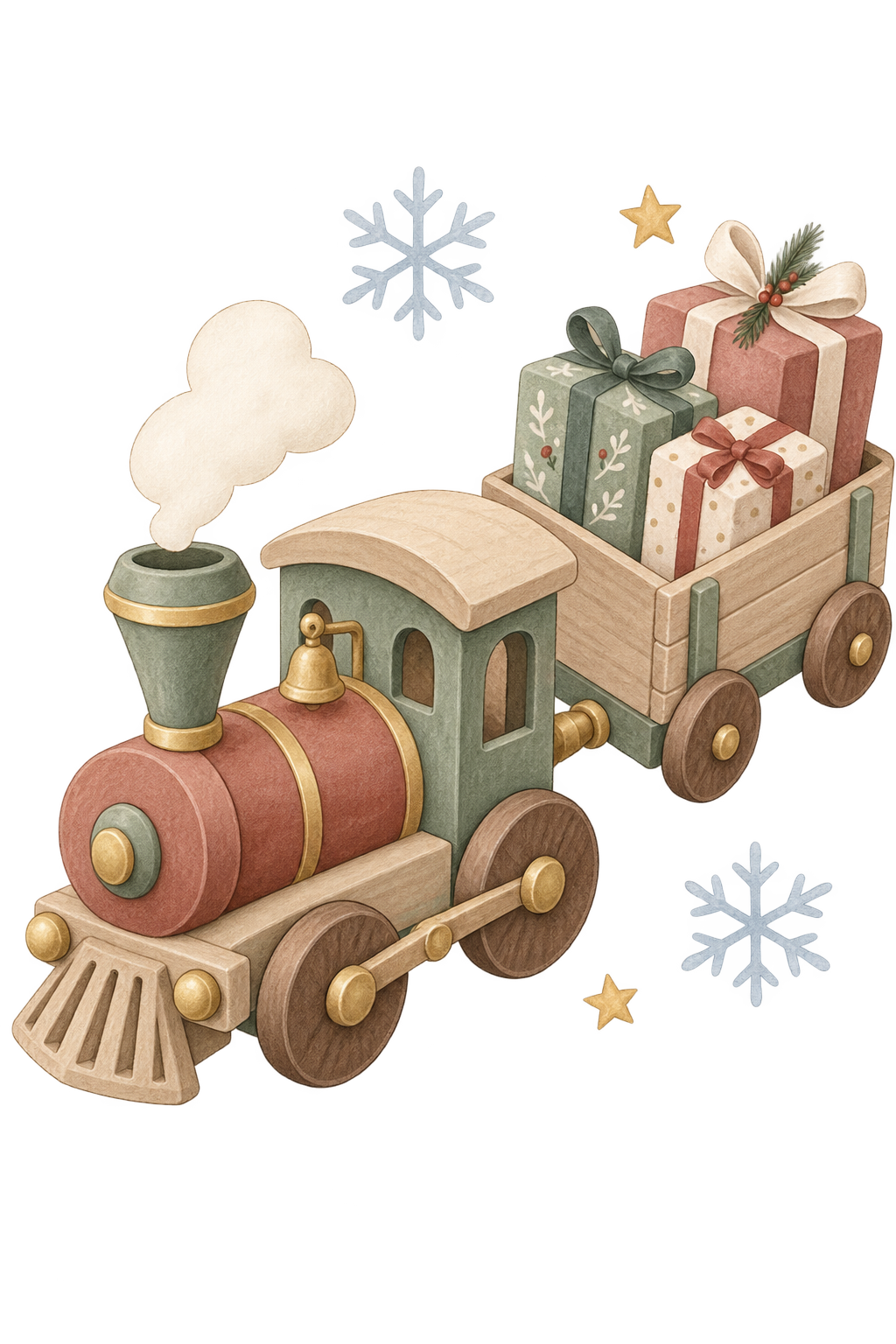 Bügelbild WEIHNACHTSEISENBAHN MIT GESCHENKEN