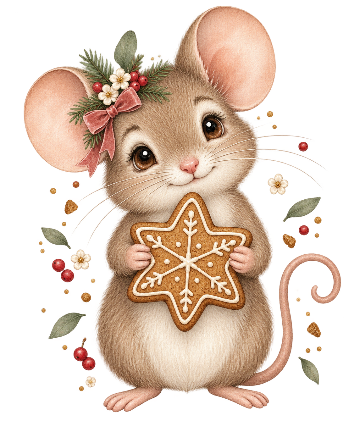 Bügelbild WEIHNACHTSMAUS MIT LEBKUCHENSTERN