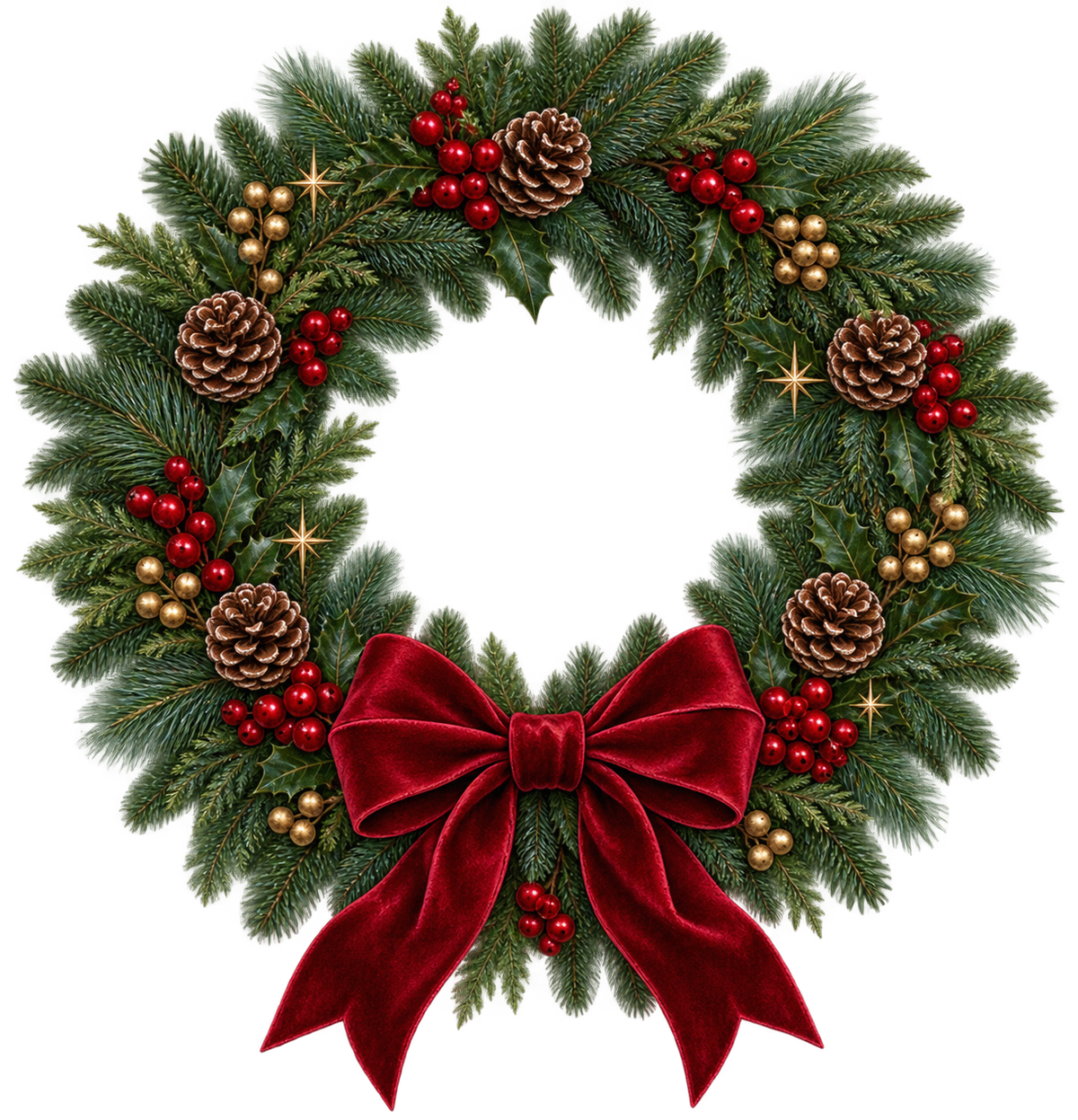 Bügelbild WEIHNACHTSKRANZ MIT SAMTSCHLEIFE