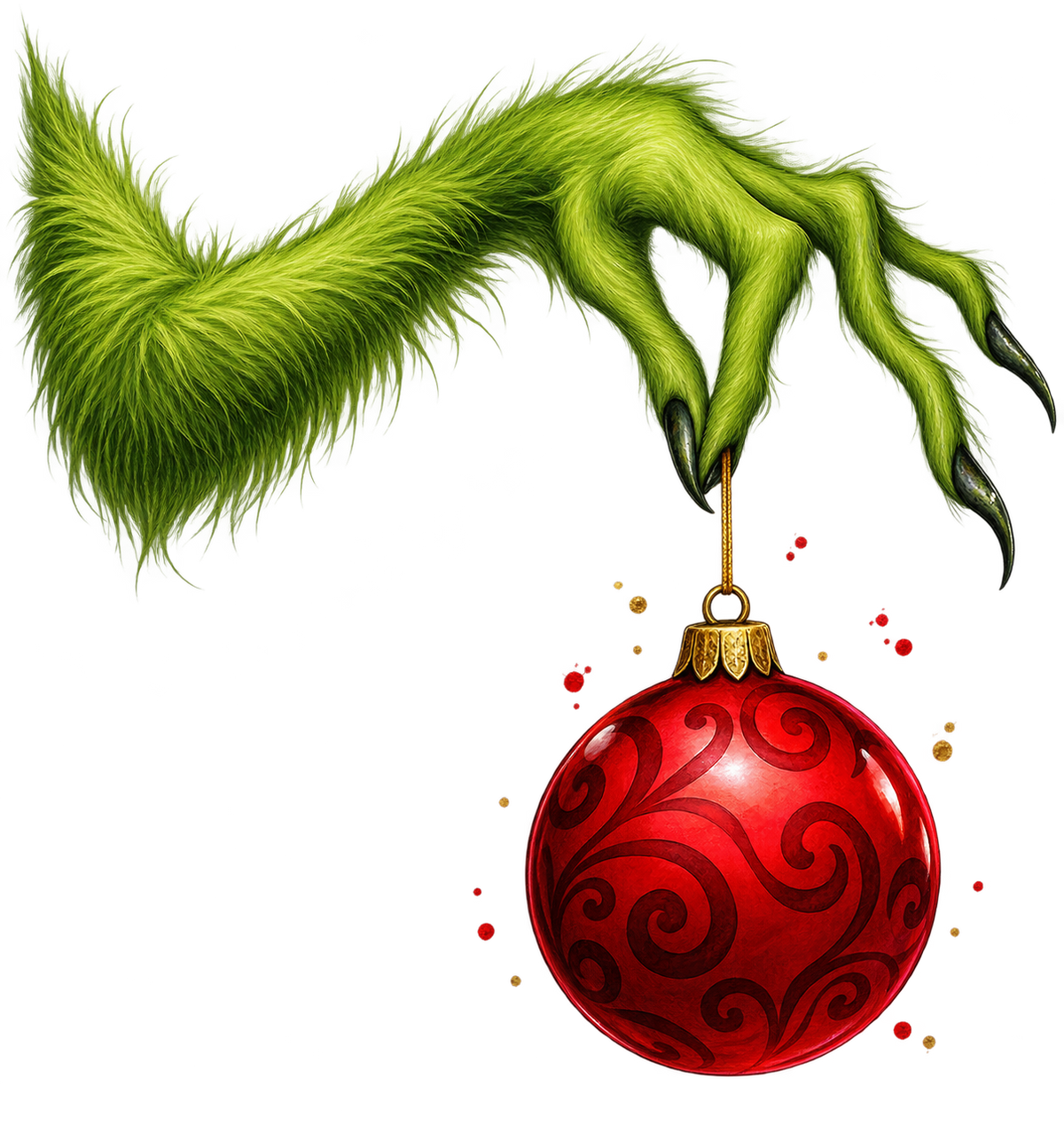 Bügelbild GRINCH - ROTE WEIHNACHTSKUGEL