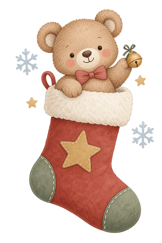 Bügelbild WEIHNACHTSBÄR IM NIKOLAUSSTIEFEL