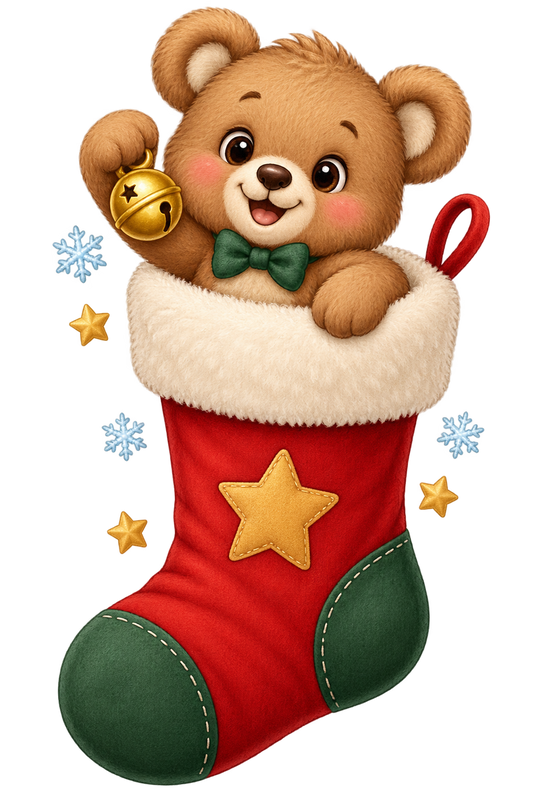 Bügelbild WEIHNACHTSBÄR IM NIKOLAUSSTIEFEL