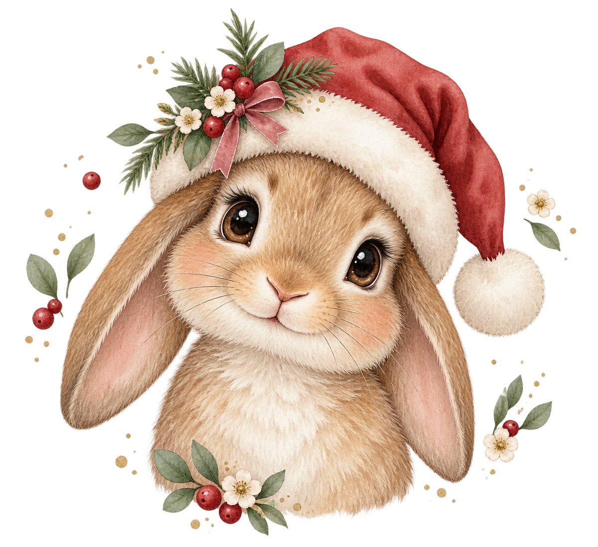 Bügelbild WEIHNACHTSHÄSCHEN MIT NIKOLAUSMÜTZE