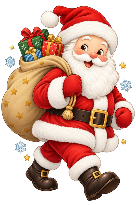 Bügelbild WEIHNACHTSMANN MIT GESCHENKESACK