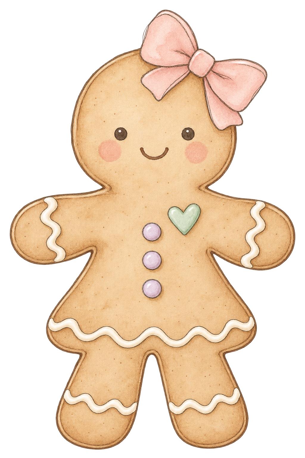 Bügelbild LEBKUCHENMÄDCHEN MIT ROSA SCHLEIFE