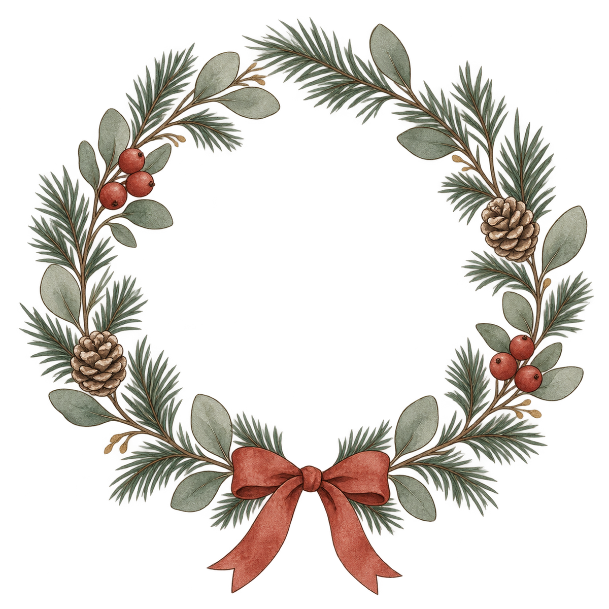 Bügelbild WEIHNACHTSKRANZ MIT SCHLEIFE