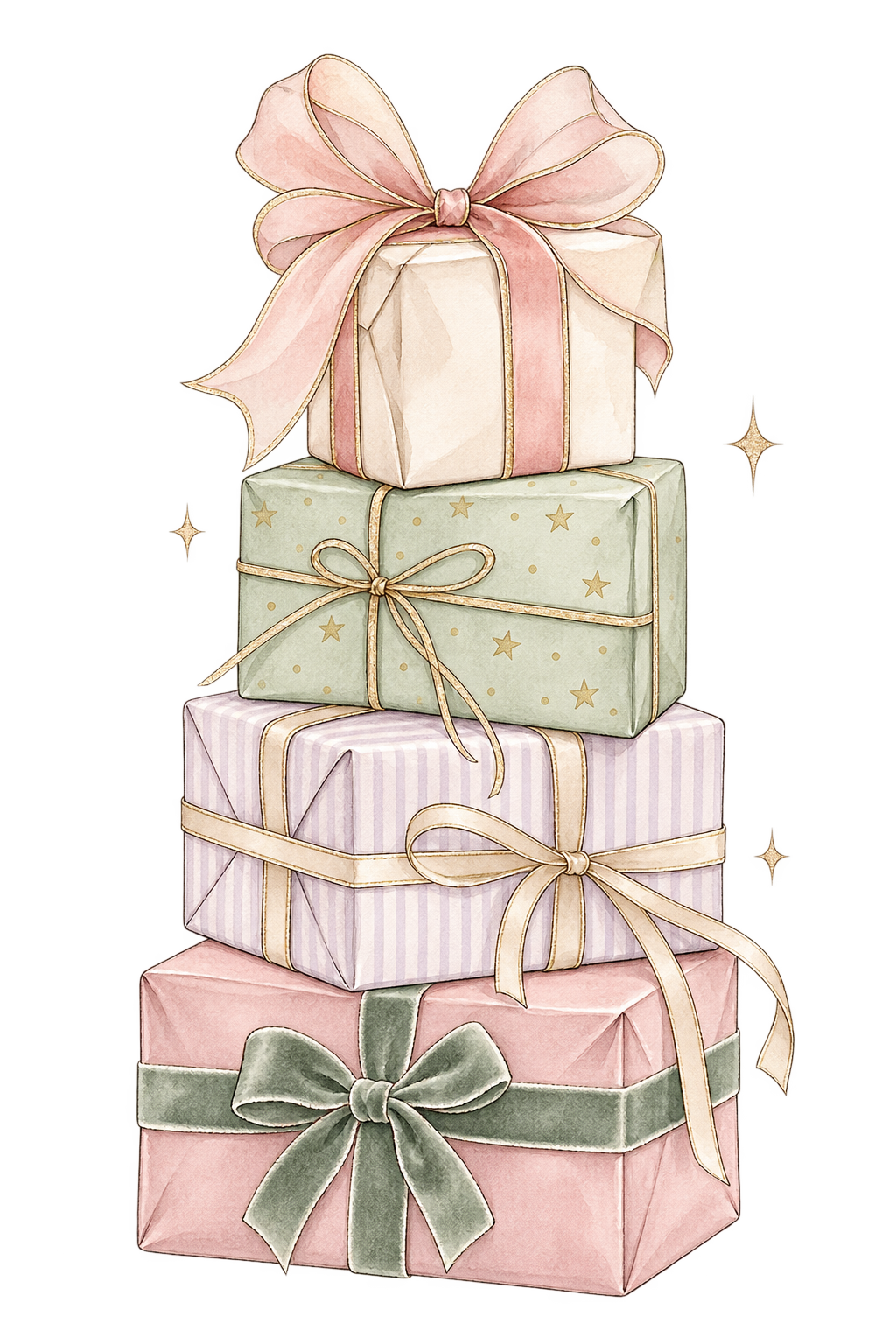 Bügelbild WEIHNACHTSGESCHENKE IN PASTELLFARBEN