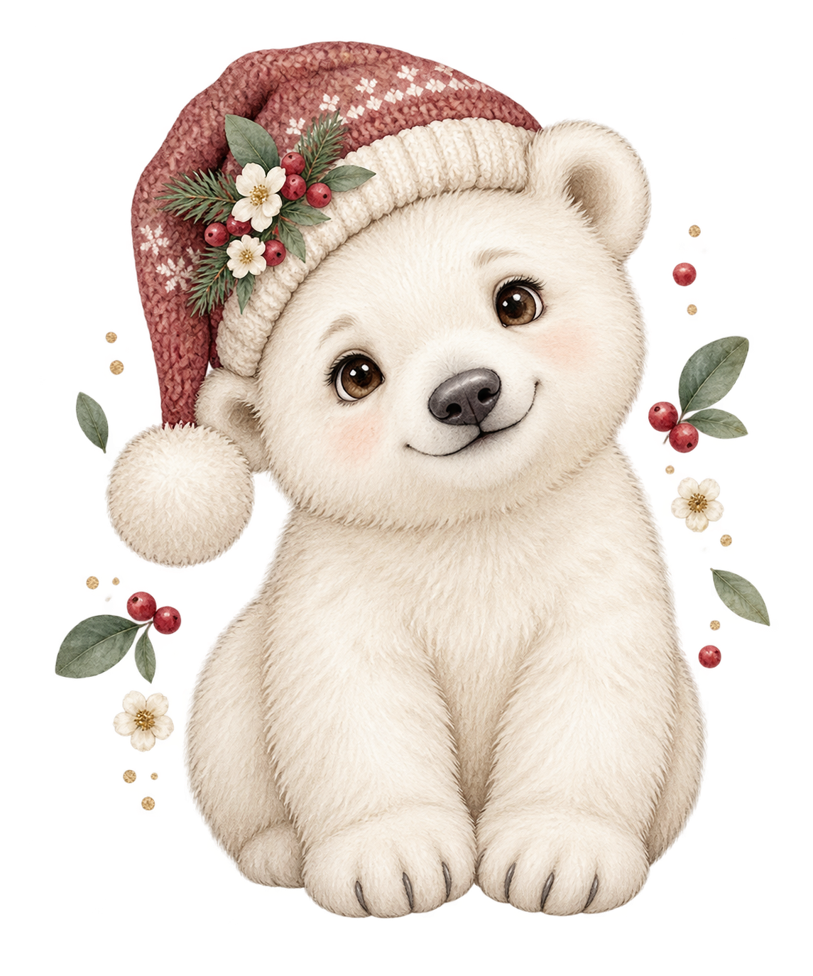 Bügelbild WEIHNACHTSEISBÄR MIT STRICKMÜTZE