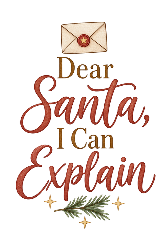 Bügelbild DEAR SANTA, I CAN EXPLAIN