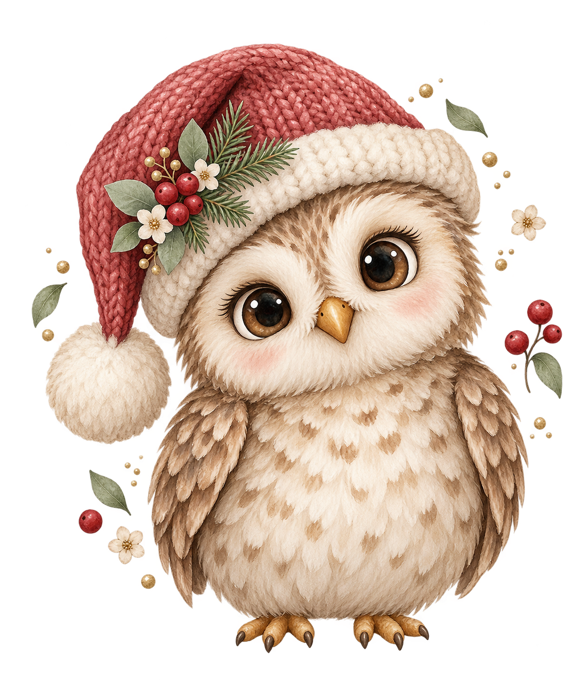 Bügelbild WEIHNACHTSEULE MIT STRICKMÜTZE