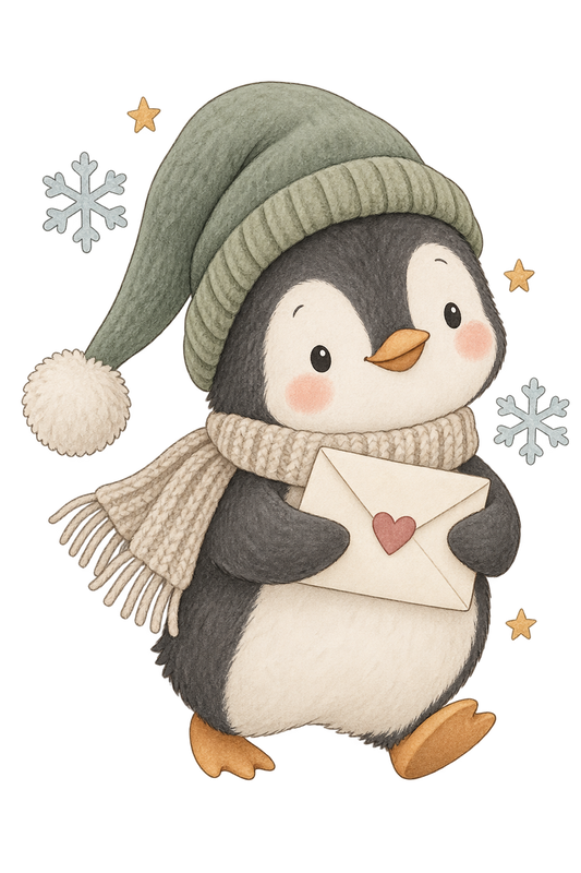 Bügelbild WEIHNACHTSPINGUIN MIT BRIEF