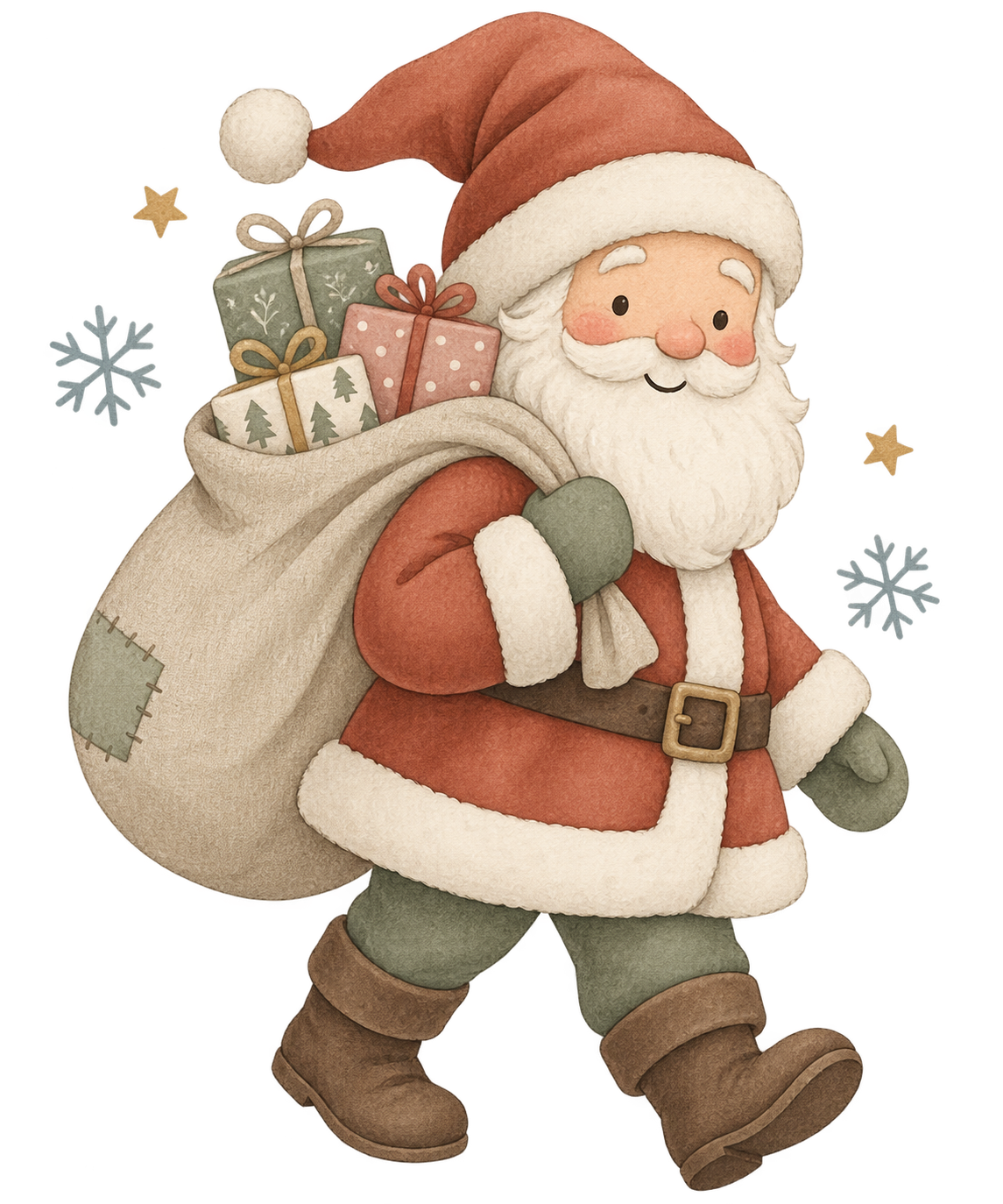 Bügelbild WEIHNACHTSMANN MIT GESCHENKESACK
