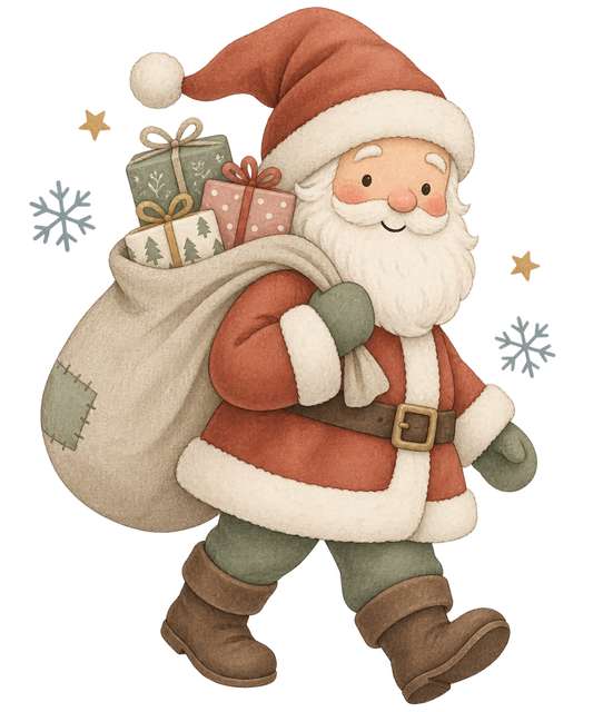 Bügelbild WEIHNACHTSMANN MIT GESCHENKESACK