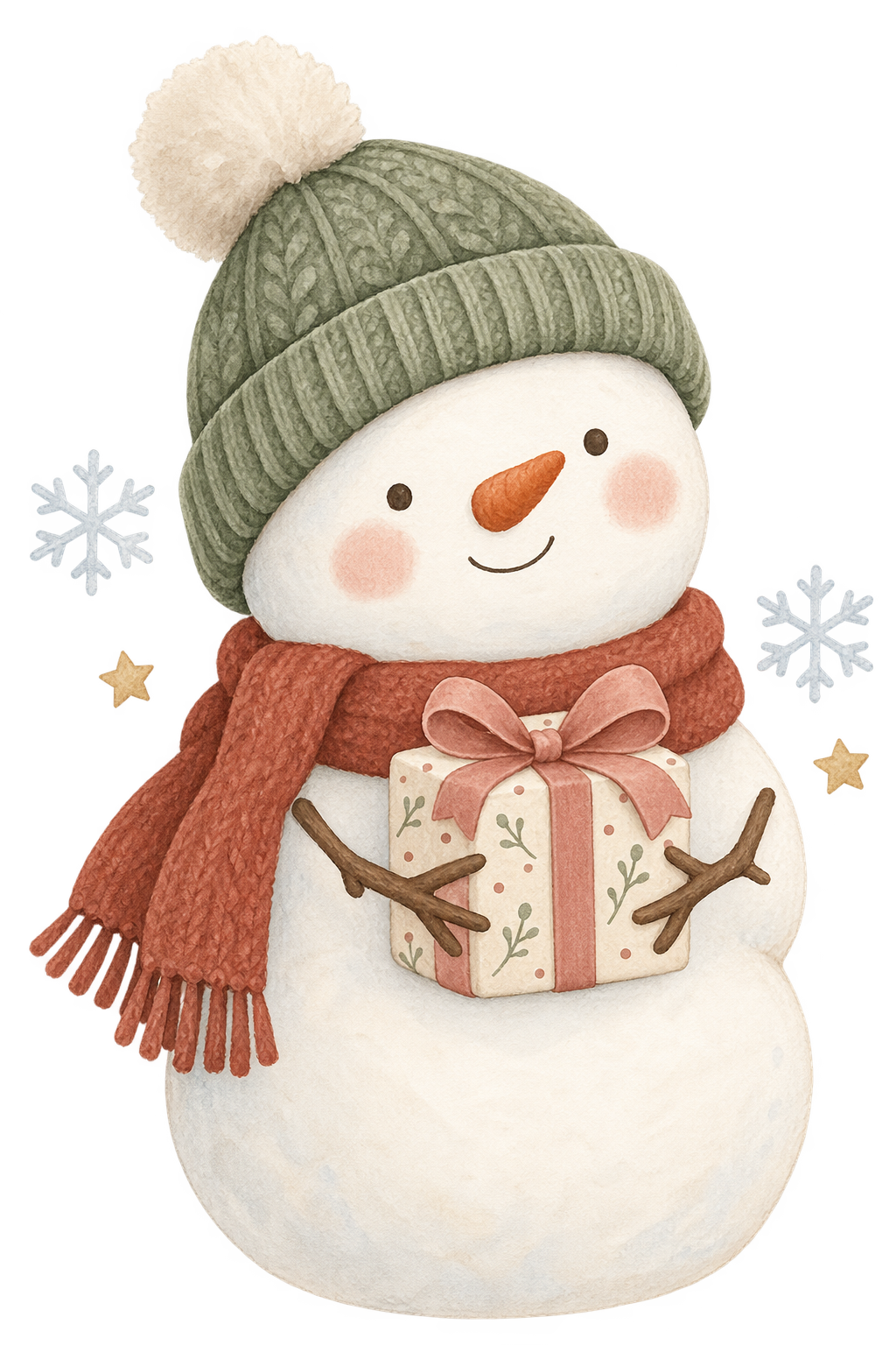 Bügelbild SCHNEEMANN MIT WEIHNACHTSGESCHENK