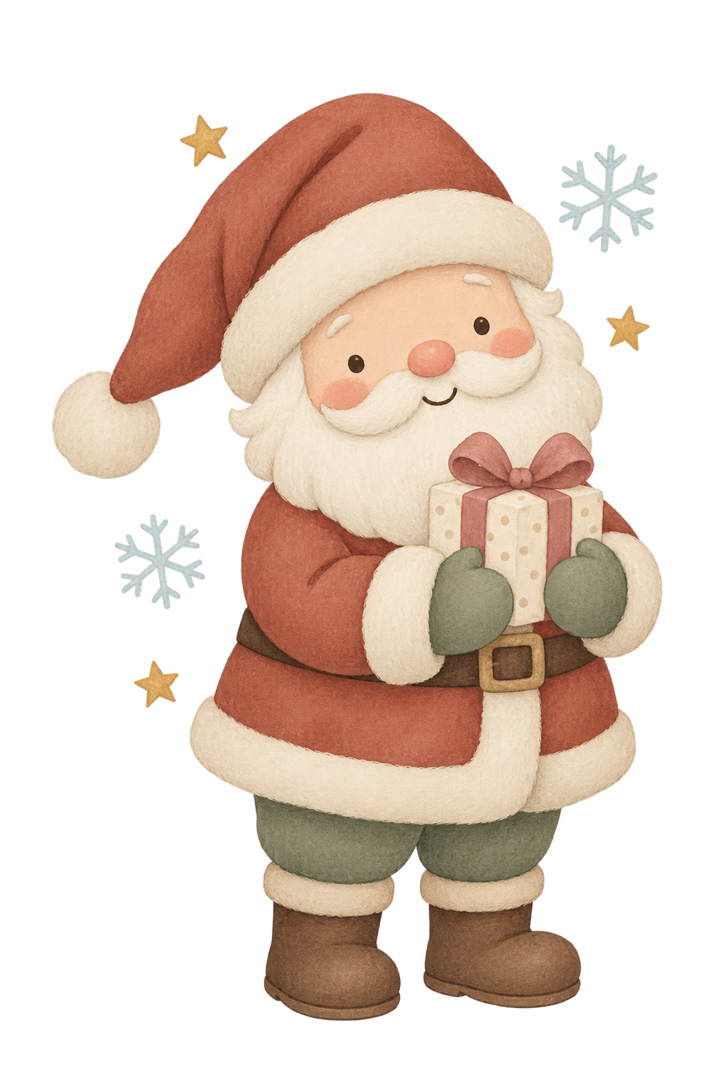 Bügelbild WEIHNACHTSMANN MIT GESCHENK