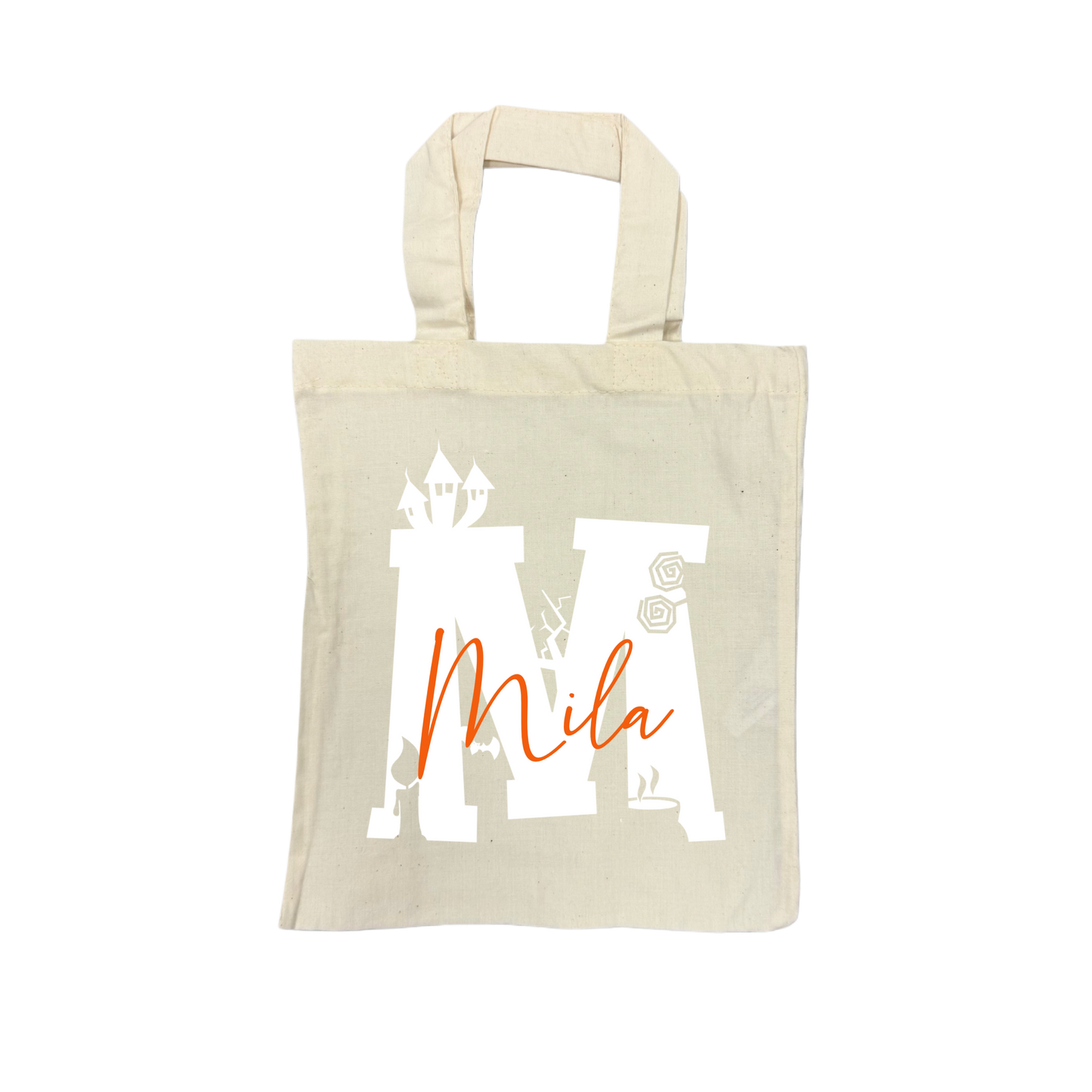 Mini Tote Bag SPOOKY LETTER - natur