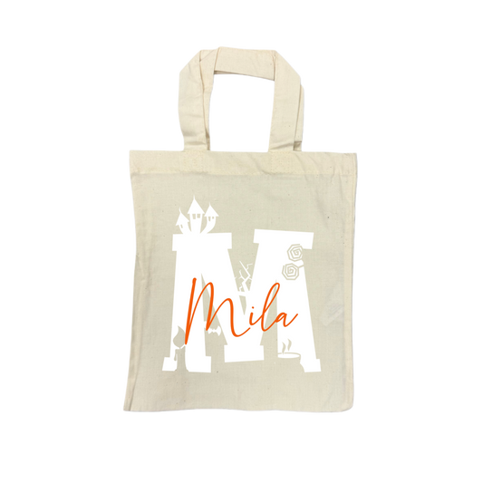 Mini Tote Bag SPOOKY LETTER - natur