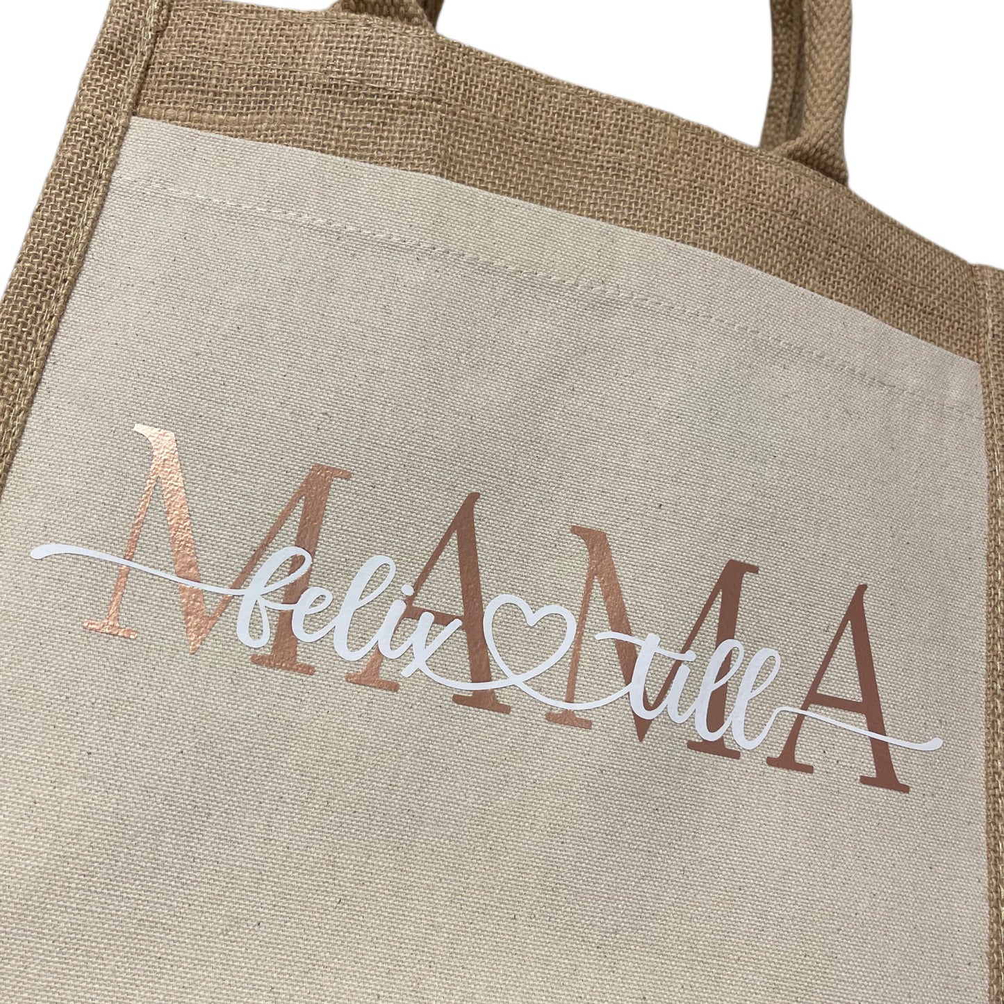 Midi Jutetasche NAME metallic - personalisiert