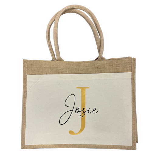 Jutetasche INITIAL metallic - personalisiert