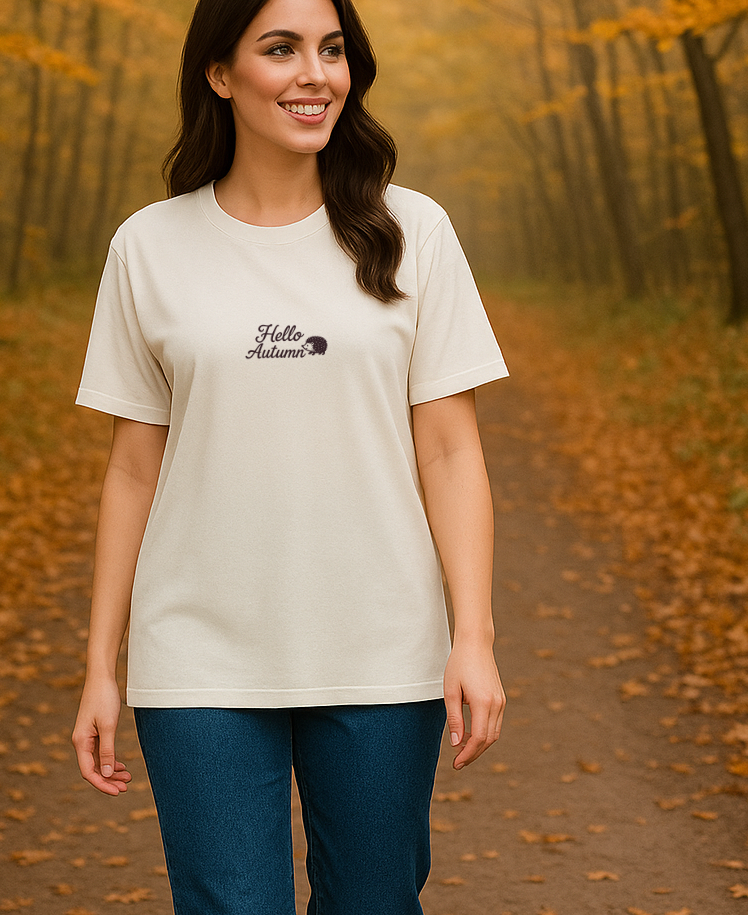 Shirt HELLO AUTUMN - offwhite/berry