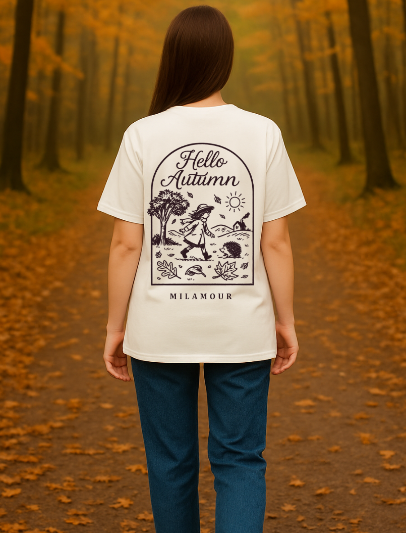 Shirt HELLO AUTUMN - offwhite/berry