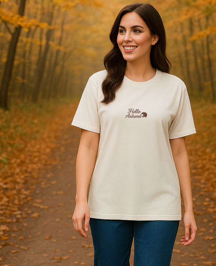 Shirt HELLO AUTUMN - offwhite/brown