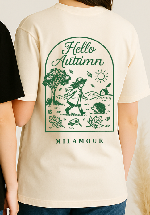 Shirt HELLO AUTUMN - offwhite/green