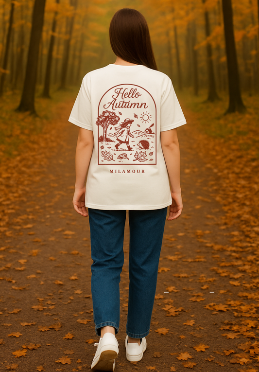 Shirt HELLO AUTUMN - offwhite/rust